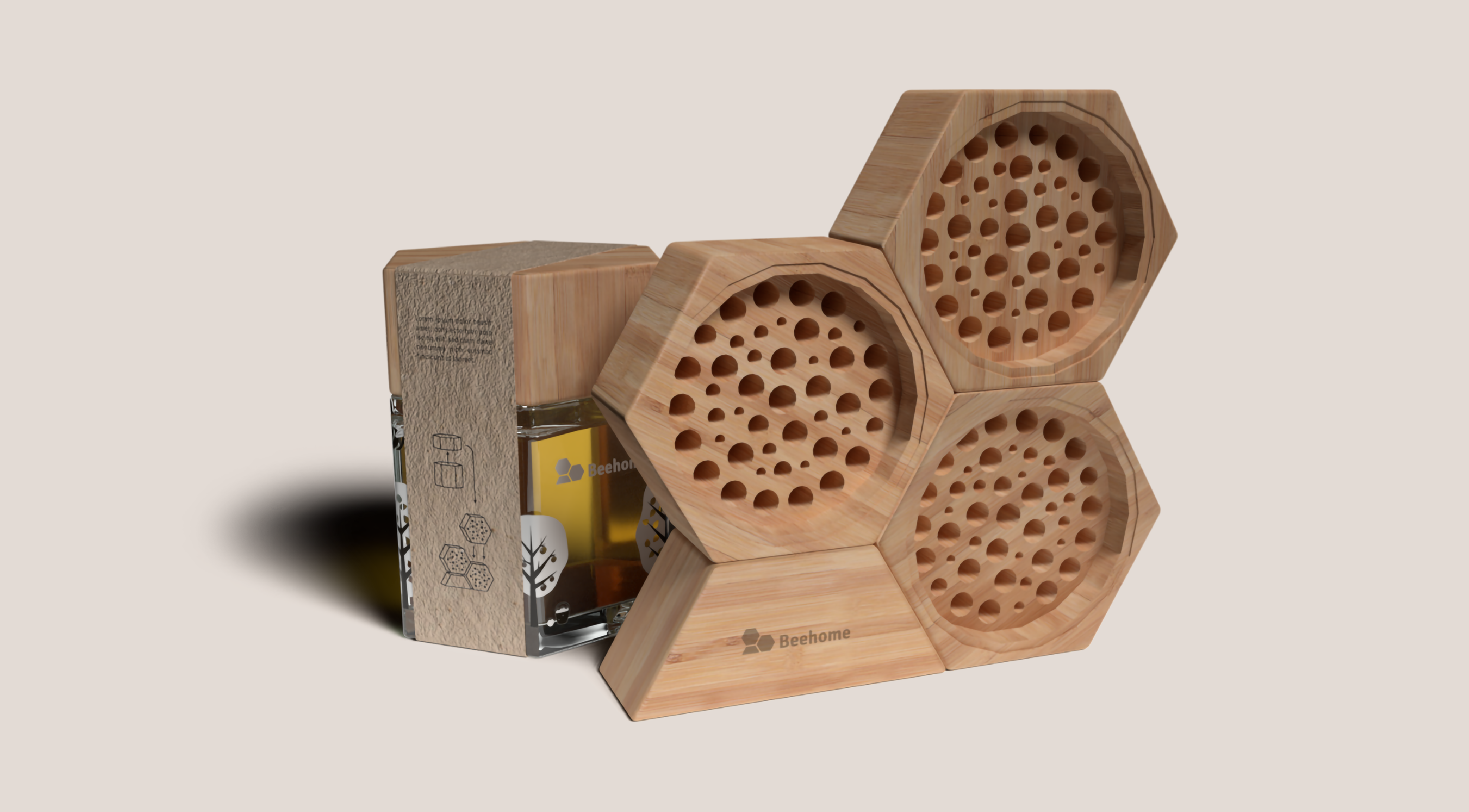 Beehome Honey jar, stacked lids