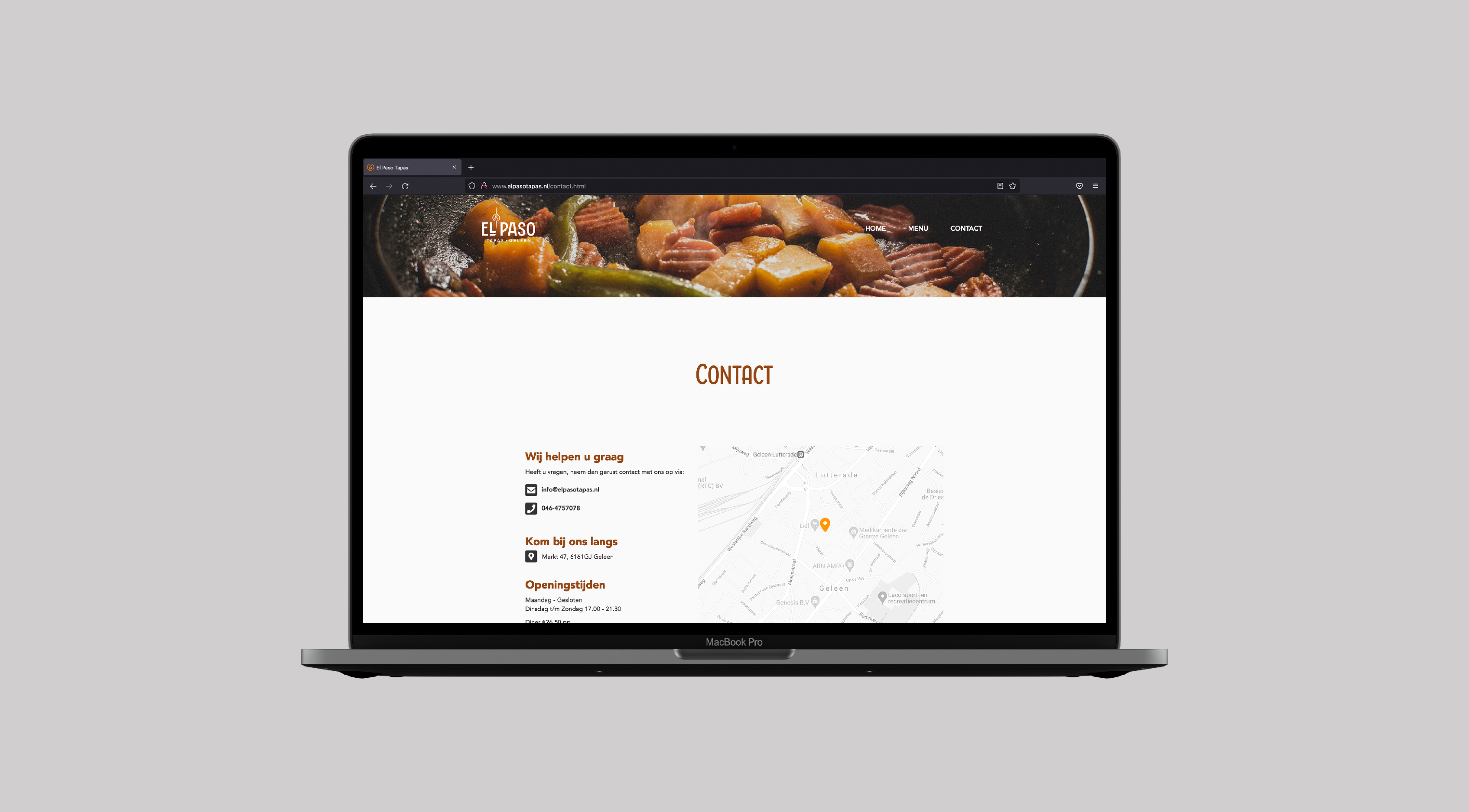 El Paso Tapas contact page